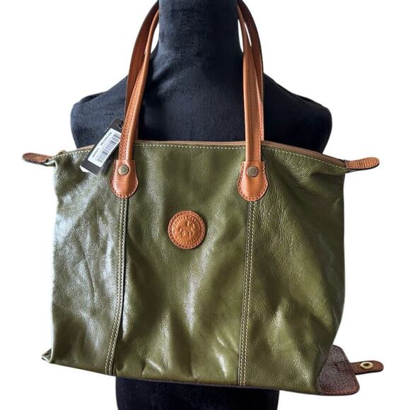 NWT RARE Rossi & Carusso Saddle Brown TRIPOLI Tote Bag - Picture 3 of 7